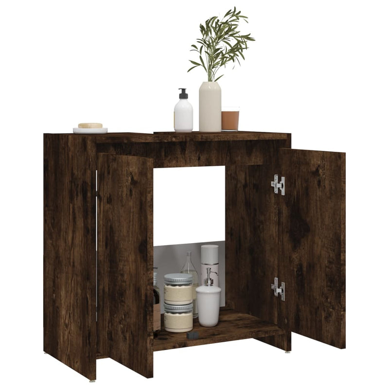 Badschrank Räuchereiche 60x33x61 cm Holzwerkstoff