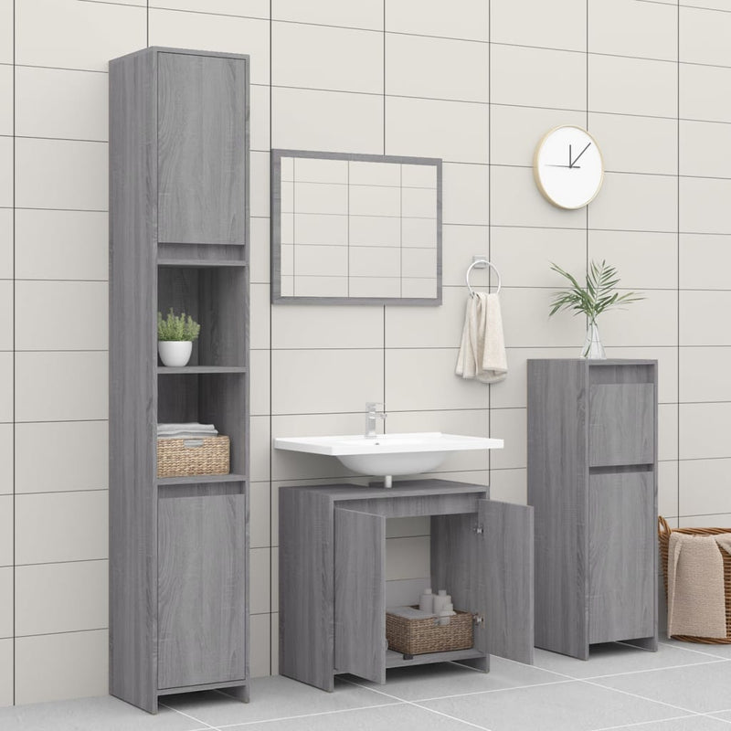 Badschrank Grau Sonoma 60x33x61 cm Holzwerkstoff