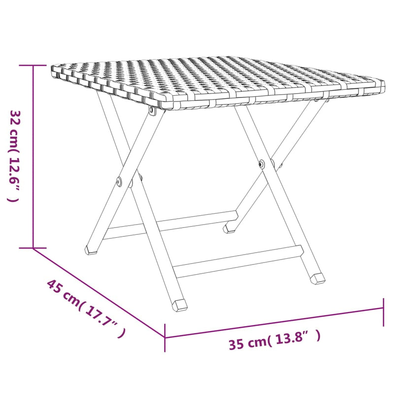 Klapptisch Schwarz 45x35x32 cm Poly Rattan