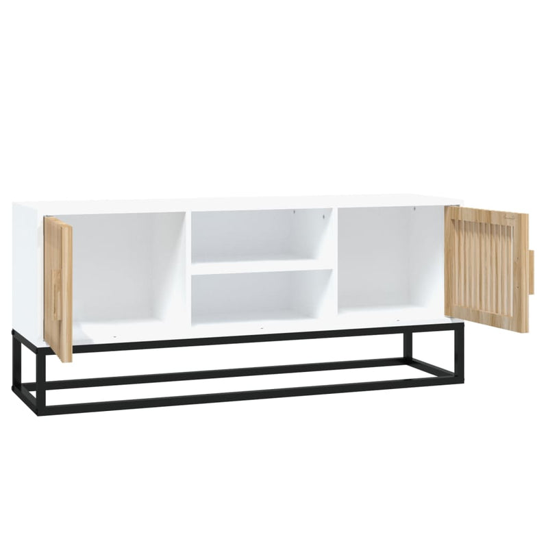 TV-Schrank Weiß 105x30x45 cm Holzwerkstoff und Eisen