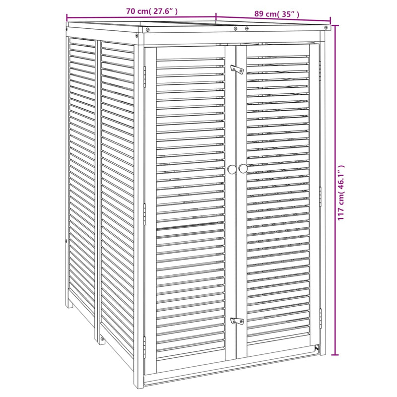 Mülltonnenbox für 1 Tonne 70x89x117 cm Massivholz Akazie