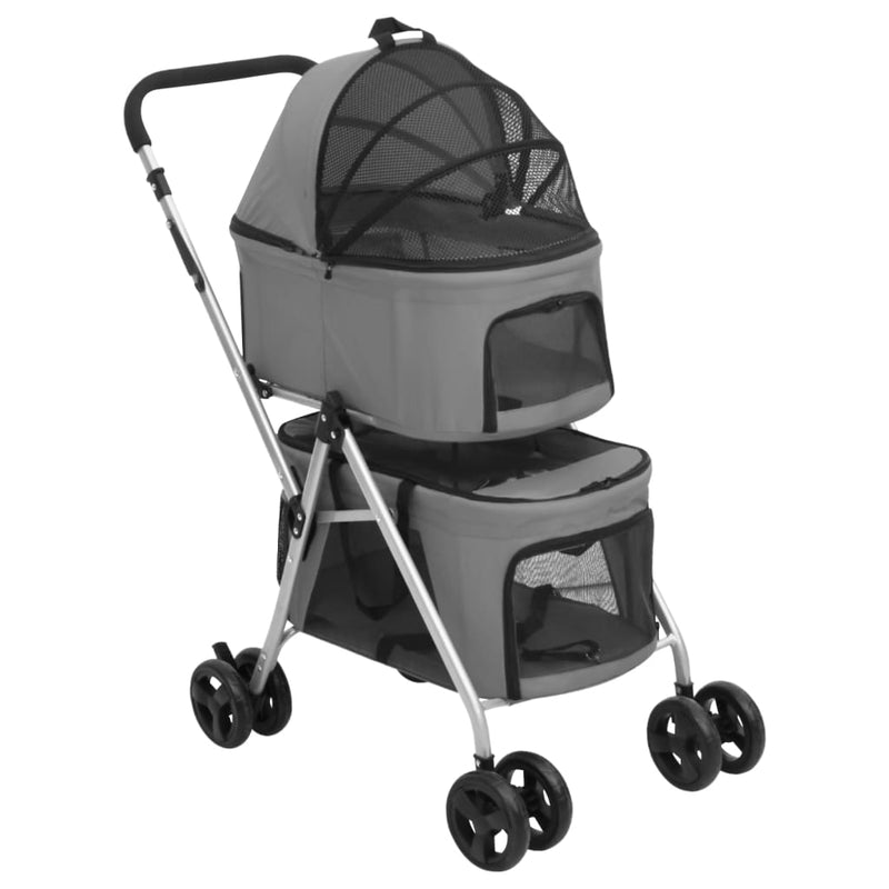 Hundewagen für 2 Hunde Faltbar Grau 83x48x97 cm Oxford-Gewebe