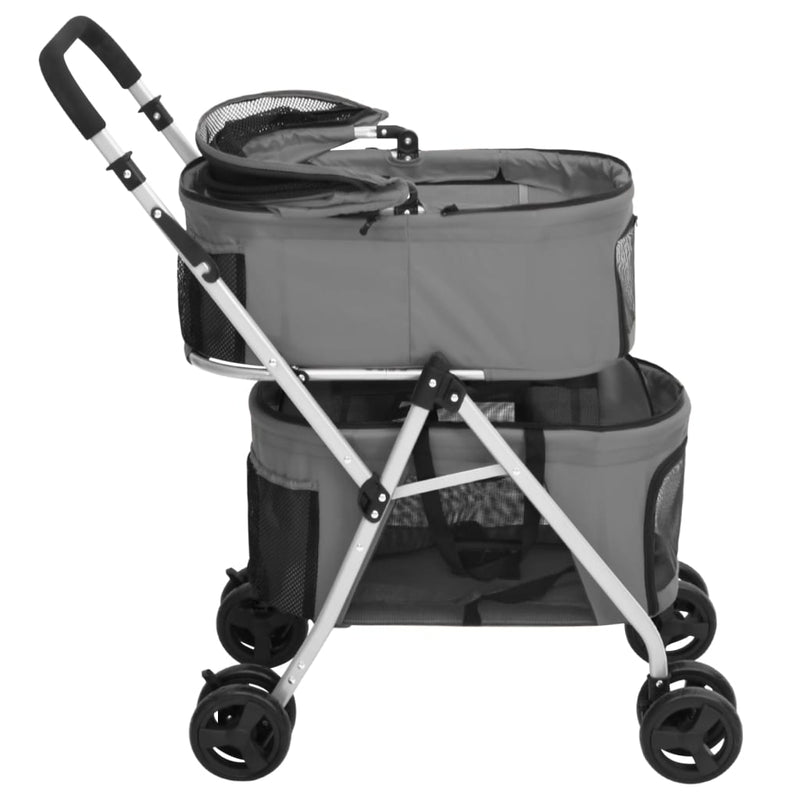 Hundewagen für 2 Hunde Faltbar Grau 83x48x97 cm Oxford-Gewebe