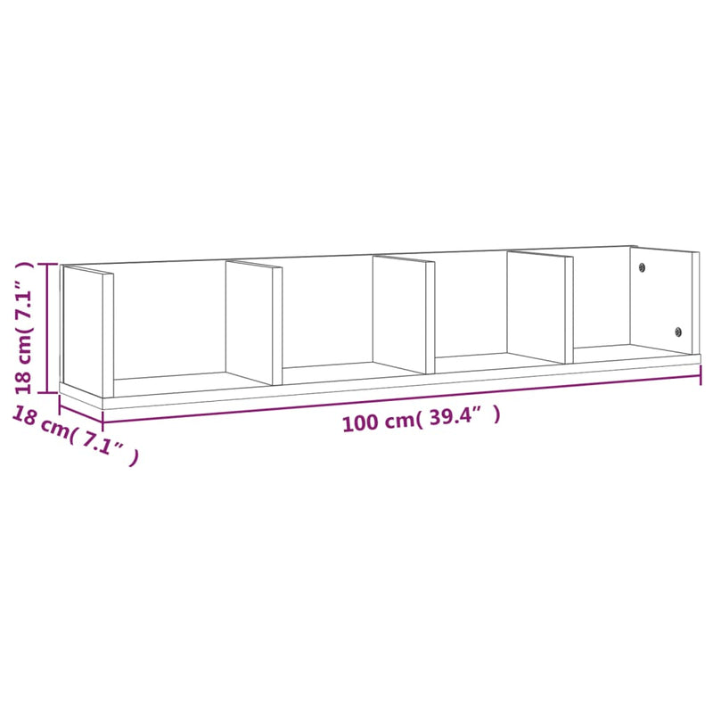 CD-Wandregal Braun Eichen-Optik 100x18x18 cm Holzwerkstoff