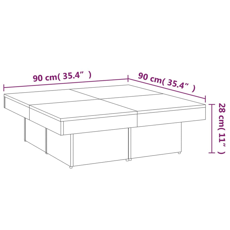 Couchtisch Räuchereiche 90x90x28 cm Holzwerkstoff