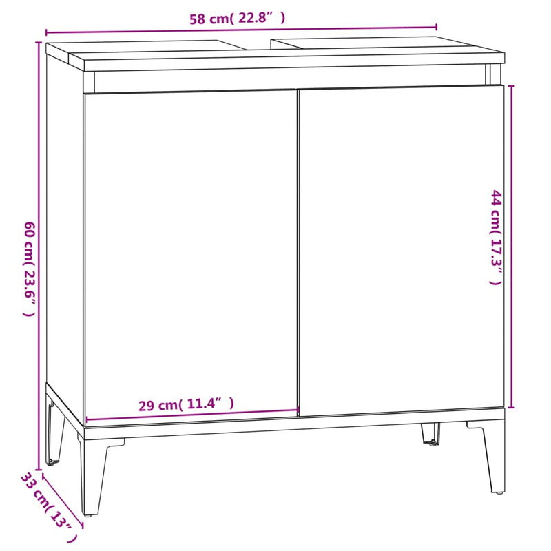 Waschbeckenunterschrank Schwarz 58x33x60 cm Holzwerkstoff