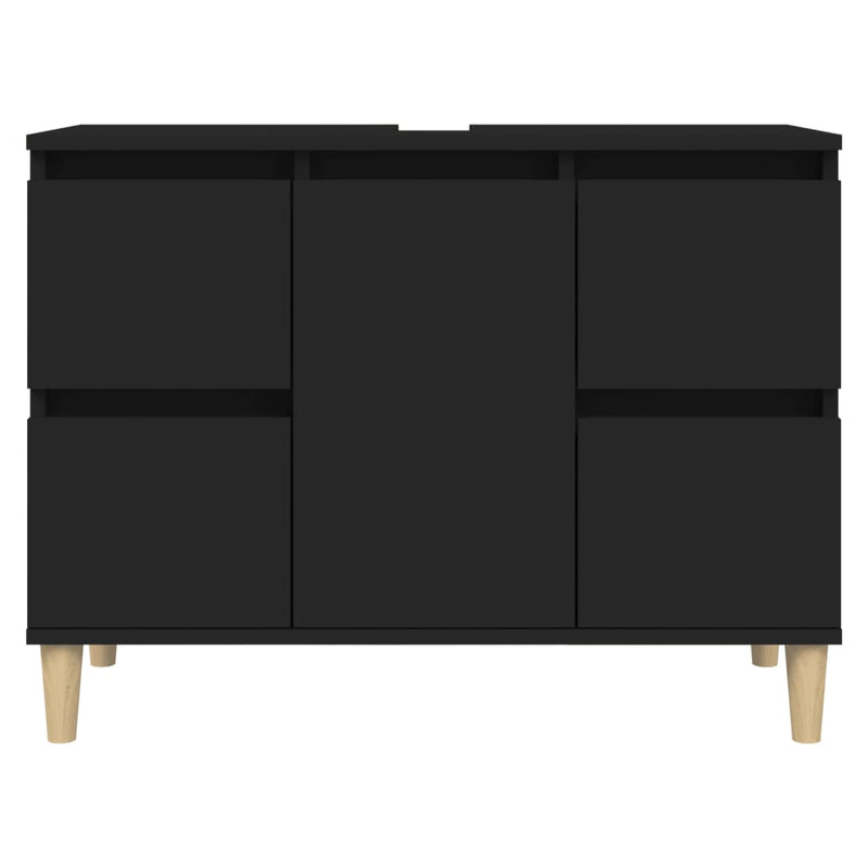 Waschbeckenunterschrank Schwarz 80x33x60 cm Holzwerkstoff