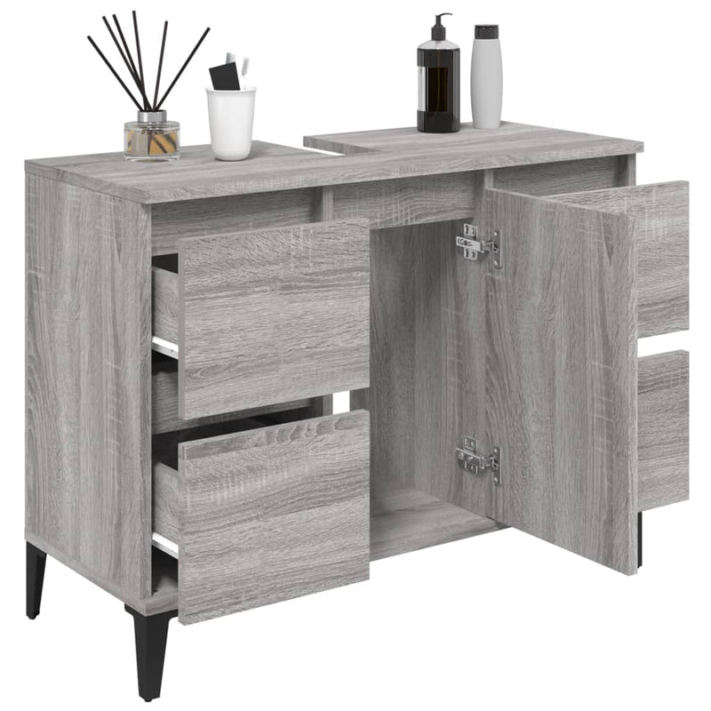 Waschbeckenunterschrank Grau Sonoma 80x33x60 cm Holzwerkstoff