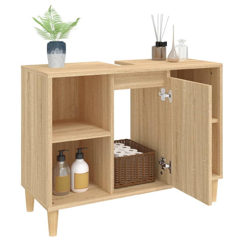 Waschbeckenunterschrank Sonoma-Eiche 80x33x60 cm Holzwerkstoff