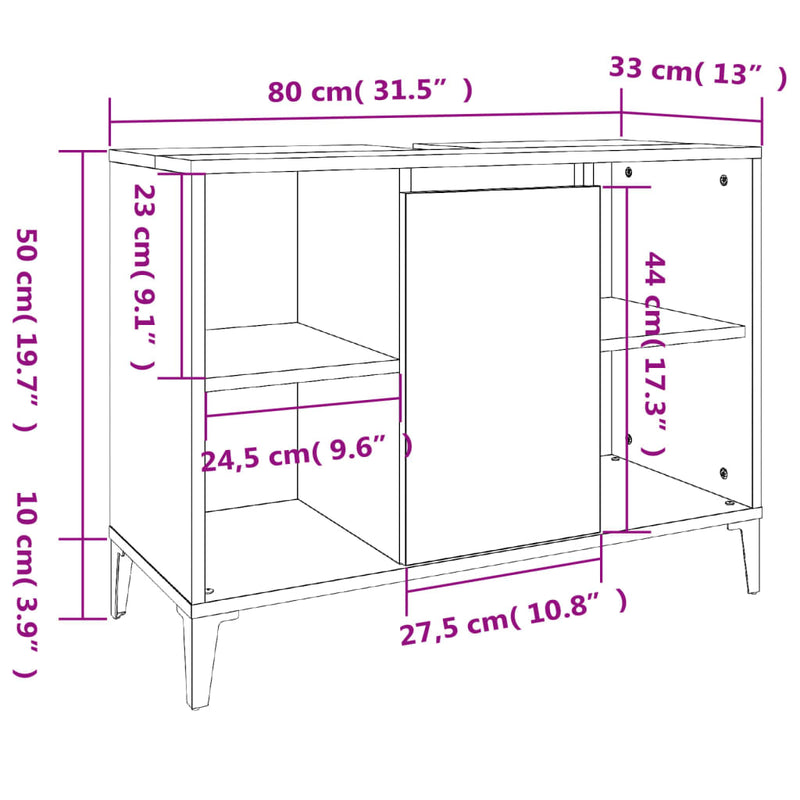 Waschbeckenunterschrank Weiß 80x33x60 cm Holzwerkstoff