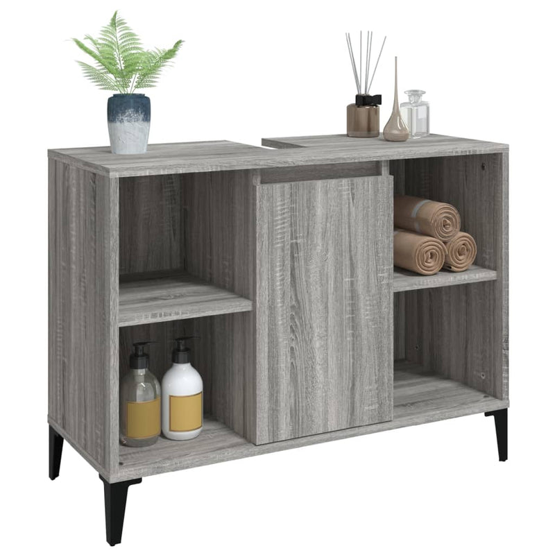 Waschbeckenunterschrank Grau Sonoma 80x33x60 cm Holzwerkstoff