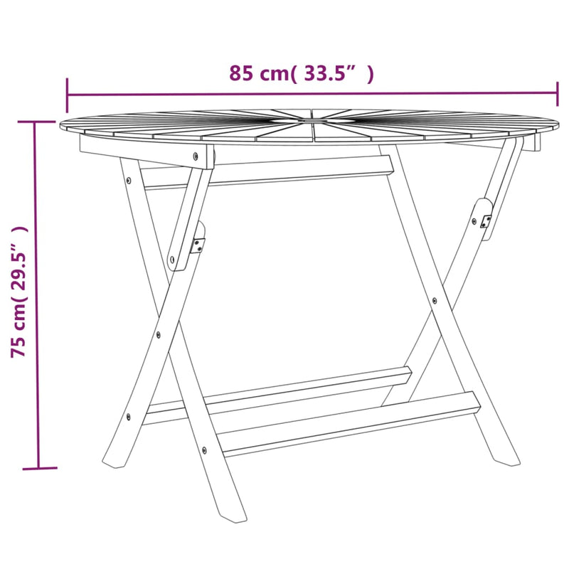 Gartentisch Klappbar Ø 85x75 cm Massivholz Teak