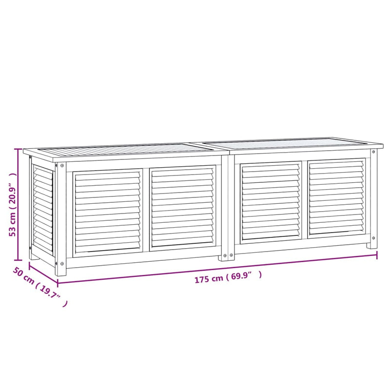 Gartenbox mit Beutel 175x50x53 cm Massivholz Teak