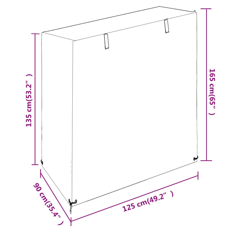 Abdeckung für Schaukelbank 8 Ösen 125x90x135/165 cm Polyethylen