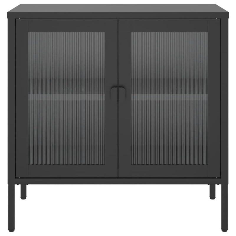 Sideboard Schwarz 70x35x70 cm Glas und Stahl