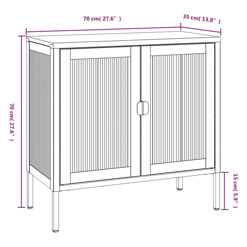 Sideboard Schwarz 70x35x70 cm Glas und Stahl