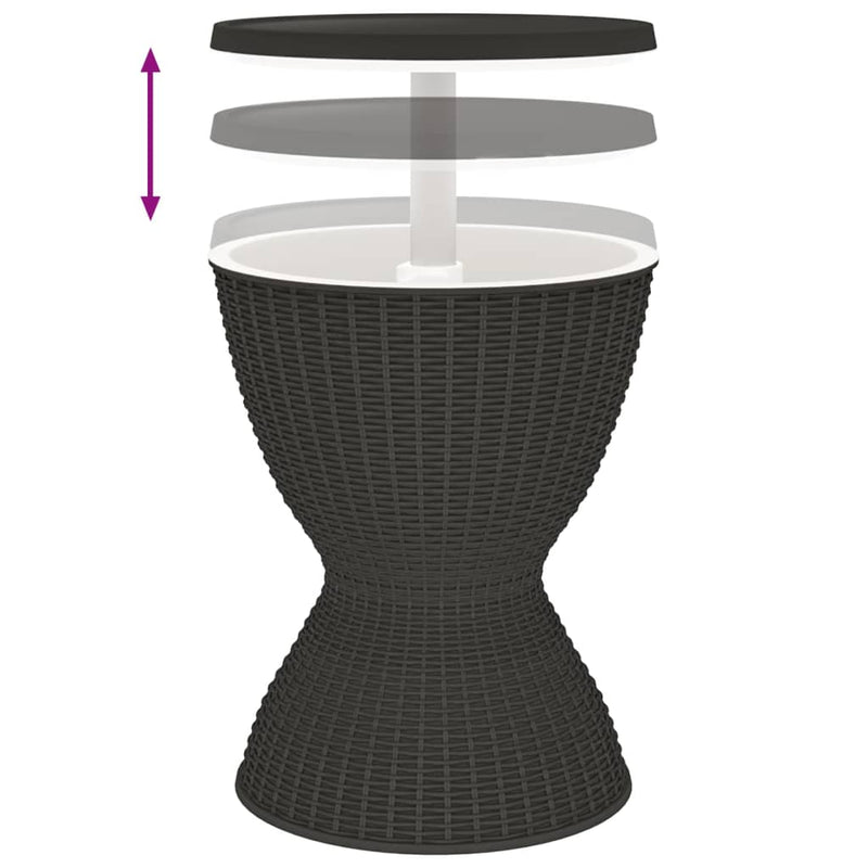 3-in-1 Tisch mit Eiskühler Schwarz Polypropylen