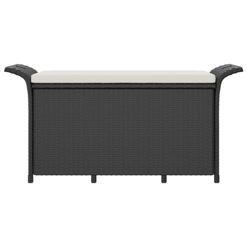 Gartenbank mit Kissen Schwarz 116x46x57 cm Poly Rattan