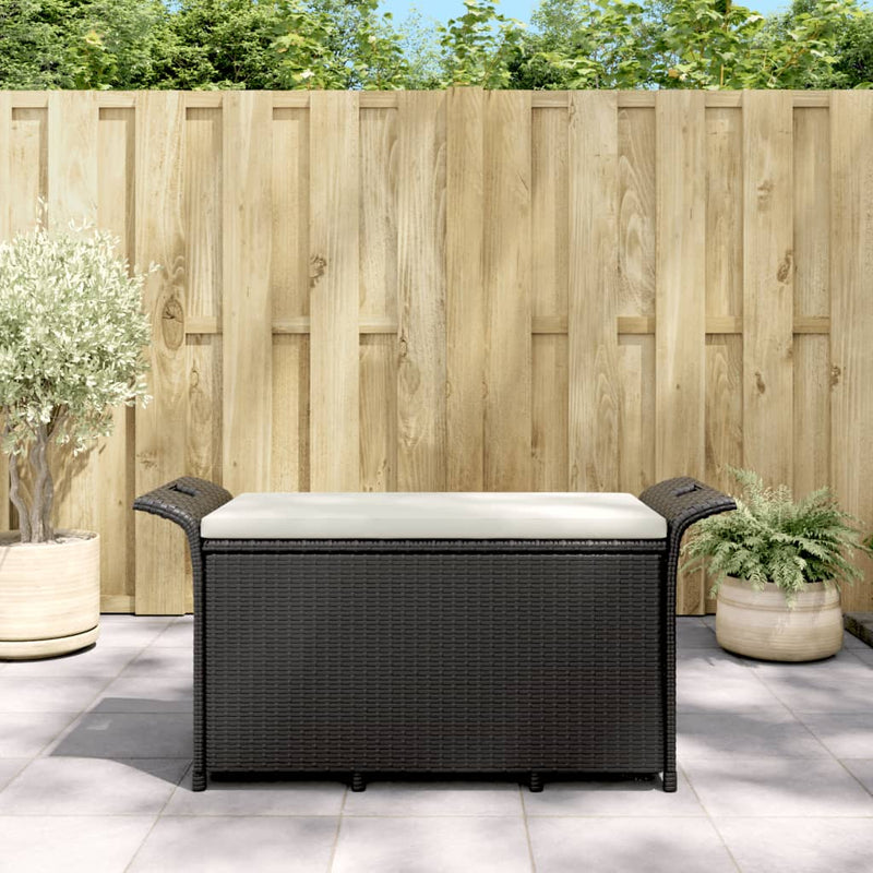 Gartenbank mit Kissen Schwarz 116x46x57 cm Poly Rattan