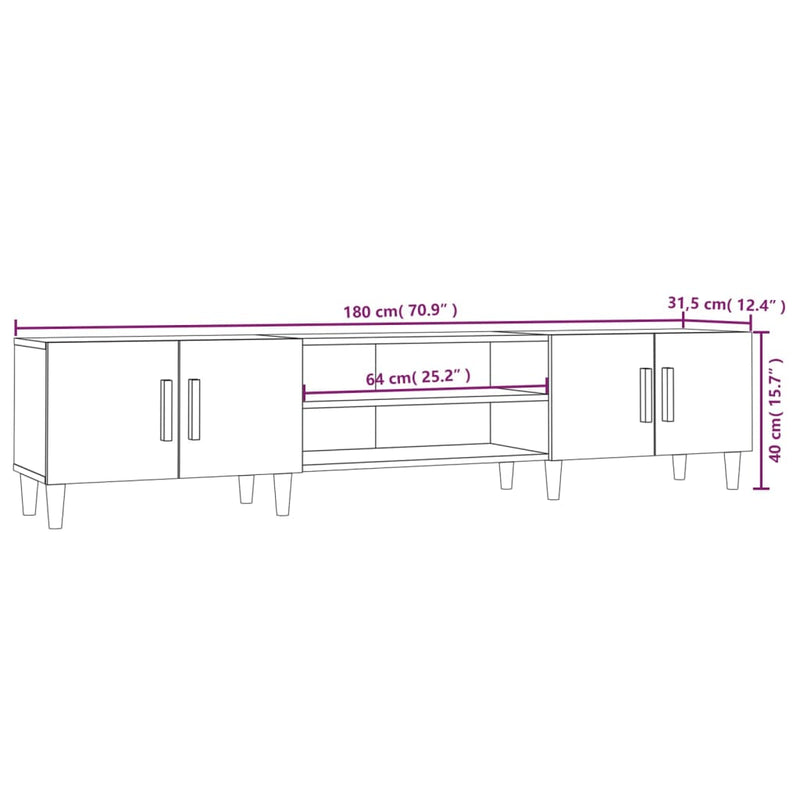 TV-Schrank Grau Sonoma 180x31,5x40 cm Holzwerkstoff