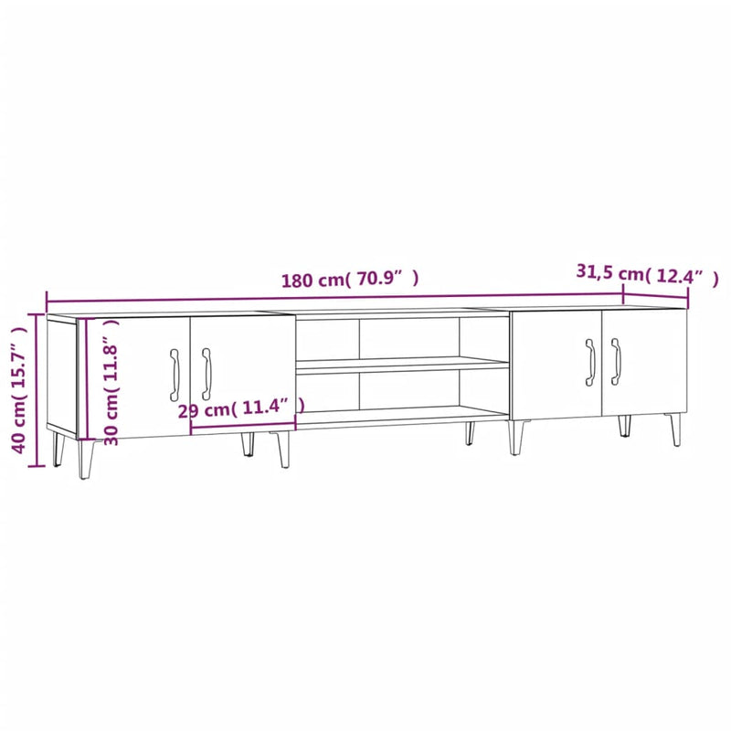 TV-Schrank Schwarz 180x31,5x40 cm Holzwerkstoff