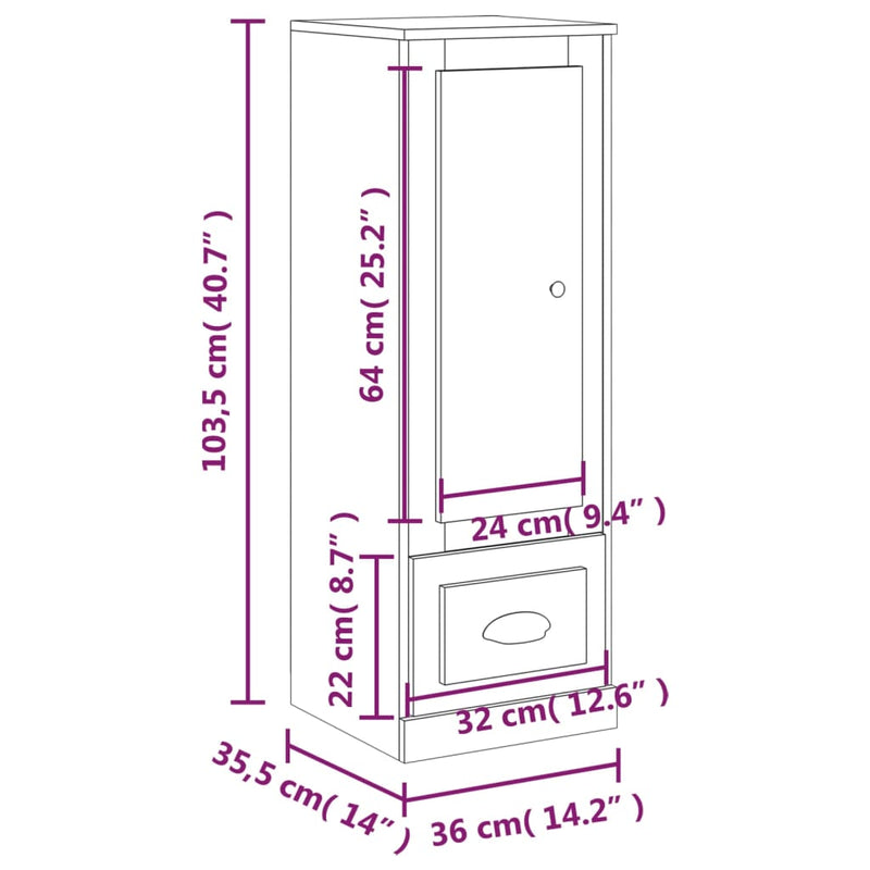 Highboard Räuchereiche 36x35,5x103,5 cm Holzwerkstoff