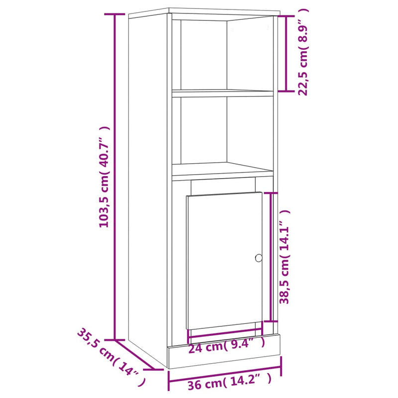 Highboard Weiß 36x35,5x103,5 cm Holzwerkstoff