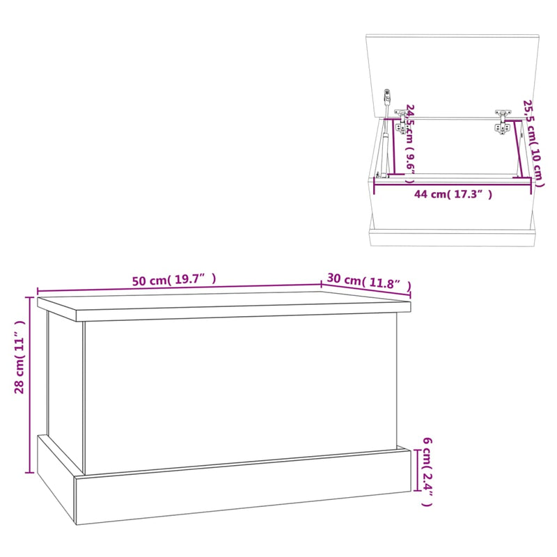 Truhe Grau Sonoma 50x30x28 cm Holzwerkstoff