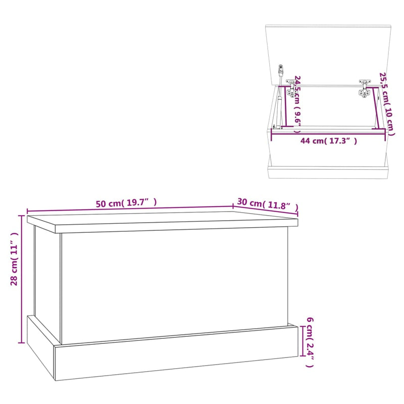 Truhe Braun Eiche-Optik 50x30x28 cm Holzwerkstoff