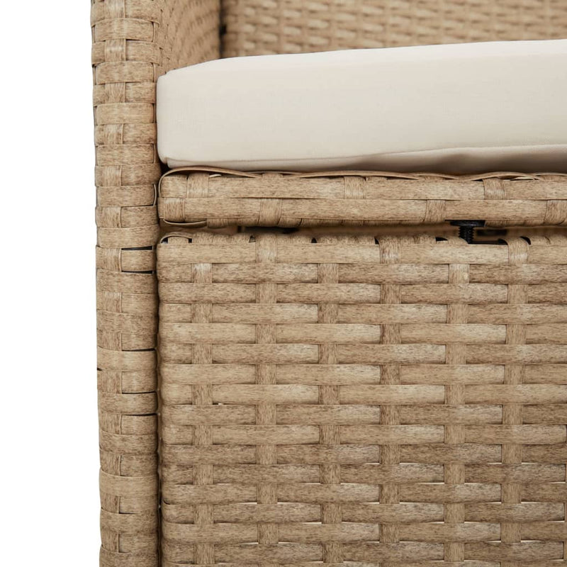 3-tlg. Garten-Essgruppe mit Kissen Beige Poly Rattan