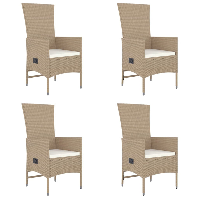 5-tlg. Garten-Essgruppe mit Kissen Beige Poly Rattan