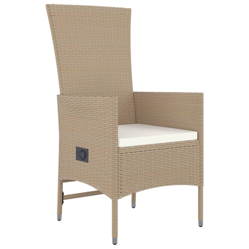 5-tlg. Garten-Essgruppe mit Kissen Beige Poly Rattan