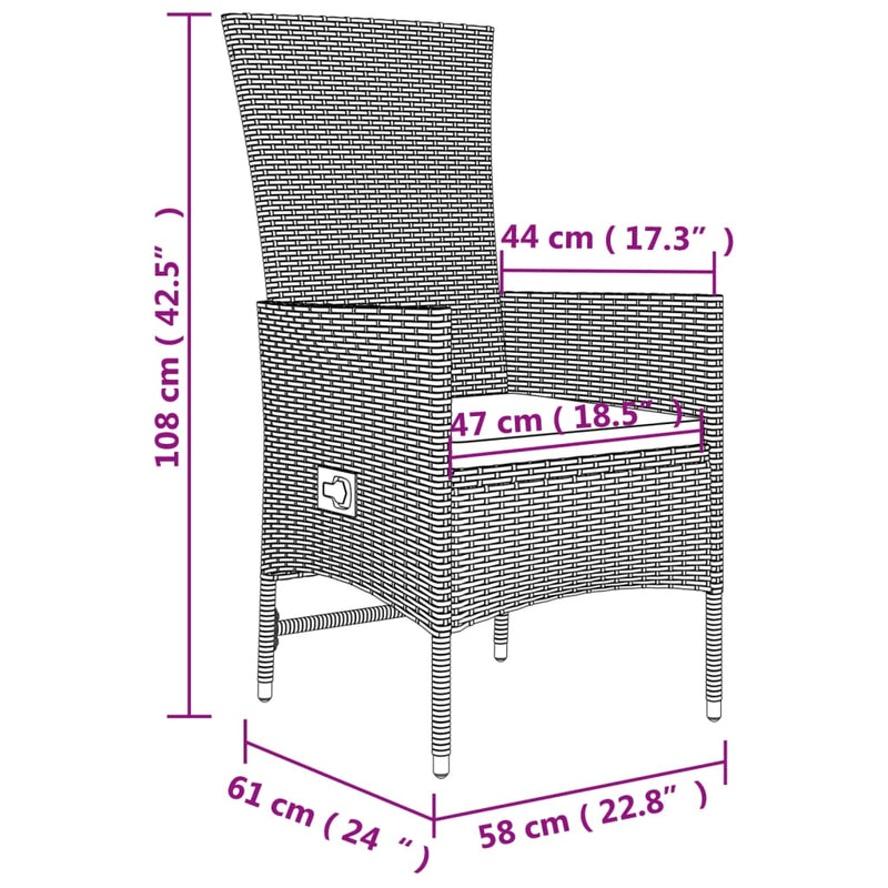 5-tlg. Garten-Essgruppe mit Kissen Beige Poly Rattan