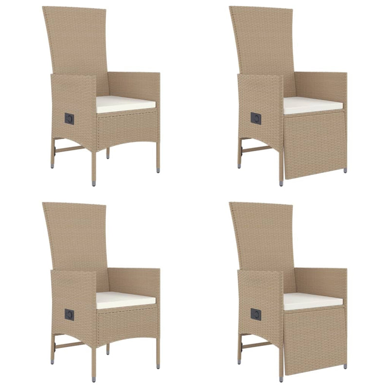 5-tlg. Garten-Essgruppe mit Kissen Beige Poly Rattan