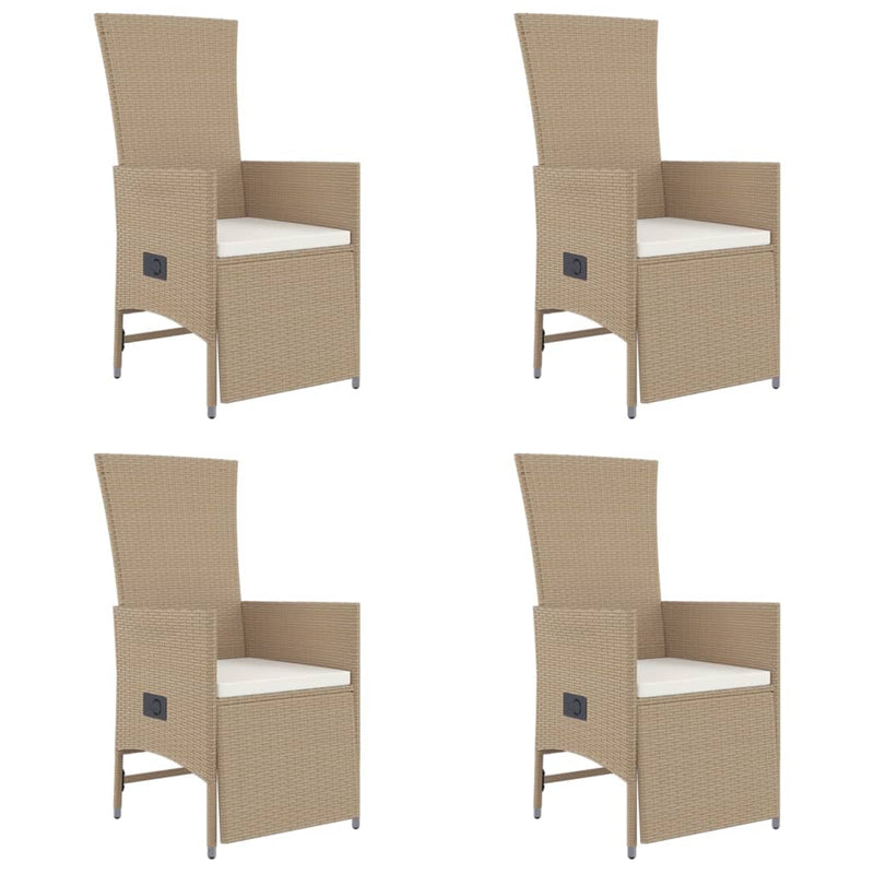 5-tlg. Garten-Essgruppe mit Kissen Beige Poly Rattan