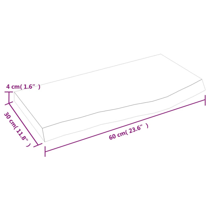 Wandregal 60x30x(2-4) cm Massivholz Eiche Unbehandelt