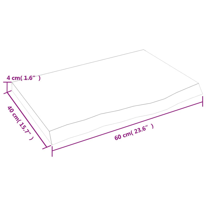 Wandregal 60x40x(2-4) cm Massivholz Eiche Unbehandelt