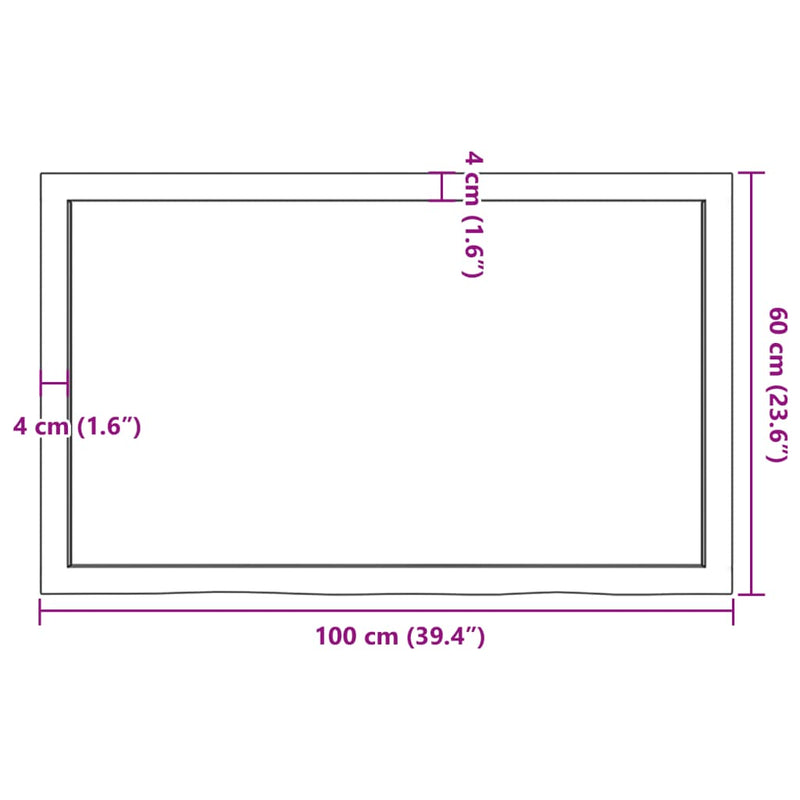 Wandregal 100x60x(2-4) cm Massivholz Eiche Unbehandelt