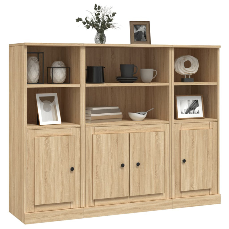 Highboards 3 Stk. Sonoma-Eiche Holzwerkstoff