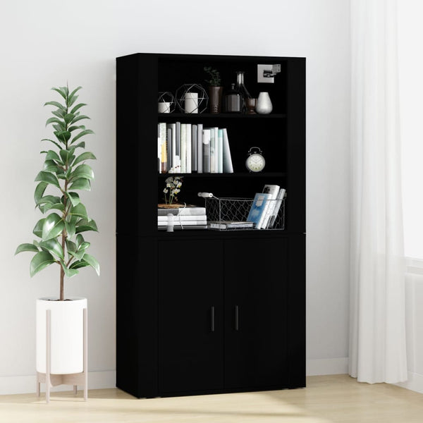 Highboard Schwarz Holzwerkstoff