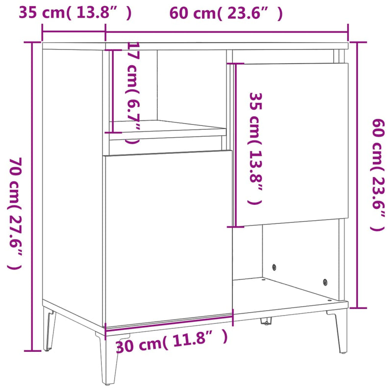 Sideboards 2 Stk. Weiß 60x35x70 cm Holzwerkstoff