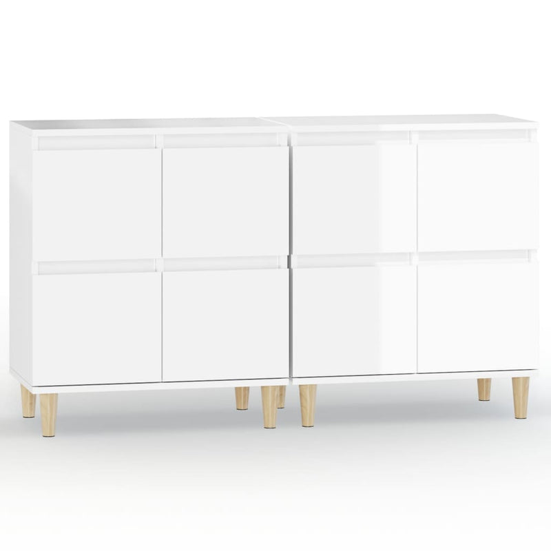 Sideboards 2 Stk. Hochglanz-Weiß 60x35x70 cm Holzwerkstoff