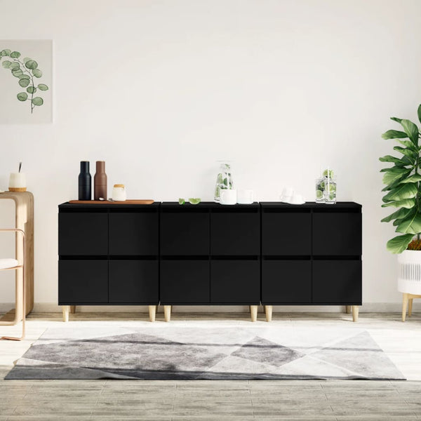 Sideboards 3 Stk. Schwarz 60x35x70 cm Holzwerkstoff