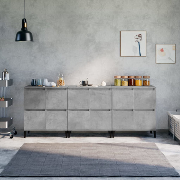 Sideboards 3 Stk. Betongrau 60x35x70 cm Holzwerkstoff