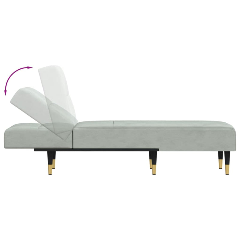 Chaiselongue Hellgrau Samt