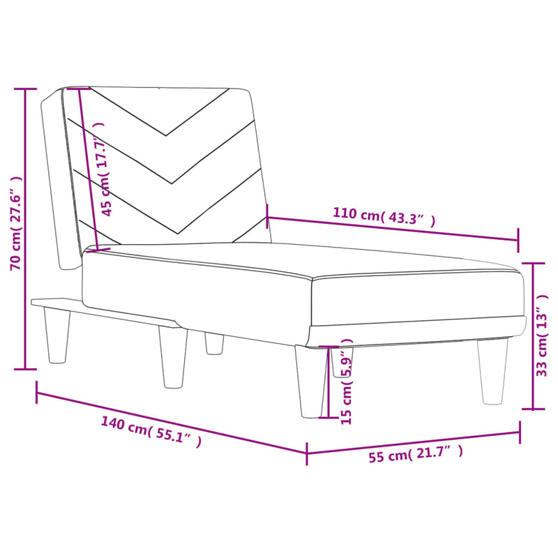 Chaiselongue Dunkelgrau Stoff