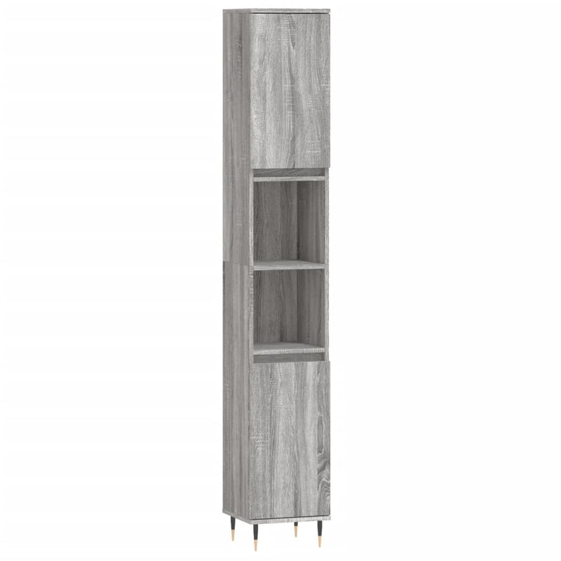 Badschrank Grau Sonoma 30x30x190 cm Holzwerkstoff