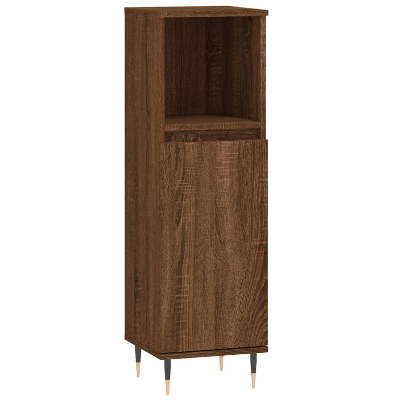 Badschrank Braun Eichen-Optik 30x30x100 cm Holzwerkstoff