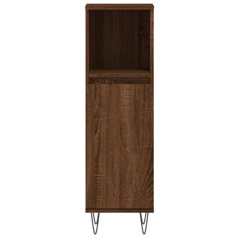 Badschrank Braun Eichen-Optik 30x30x100 cm Holzwerkstoff