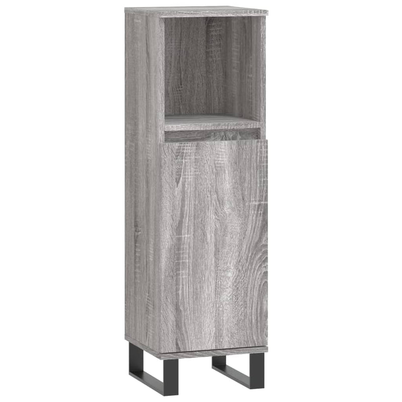 Badschrank Grau Sonoma 30x30x100 cm Holzwerkstoff